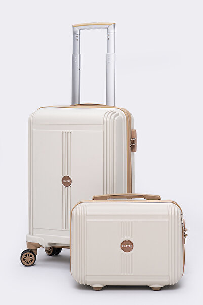ELATAE Premium Polipropilen Kırılmaz 2'li Valiz Seti Kabin Boy ve Makyaj 2'li Set V303