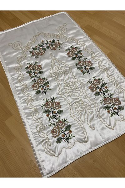 AYHANHOME Cream*yellow Dowry Box Canvas Embroidered Satin Prayer Rug
