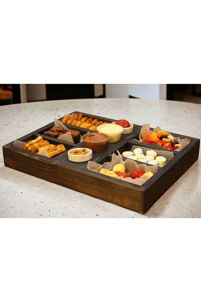 Davi Ahşap Wooden Love Box - 6 Compartment Presentation Plate