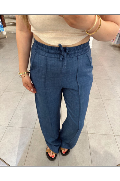 Club Floral Fashıon Melanjlı Sofya Keten Palazzo Pantolon