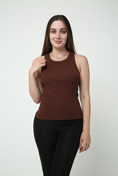 VAN SCHENDEL Women's Corduroy Tank Top - Brown Halter Neck, Daily Use, Comfor...