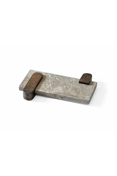 Davi Ahşap Marble Presentation Plate with Wooden Beech Wood Legs - Modern Design