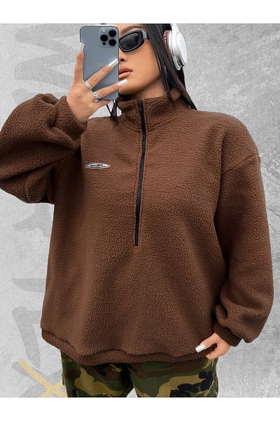 WEARTEX Oversize Plush Sweatshirt - Half Zipper