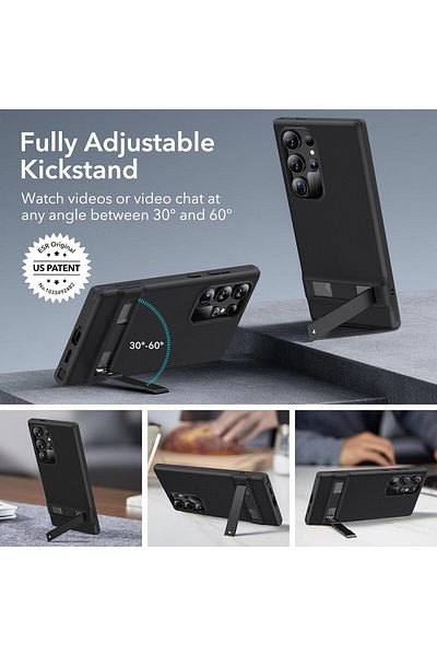 ESR Samsung Galaxy S24 Ultra Case, Shockproof Kickstand Cover with 3 Stand Modes, Military-Grade, Black