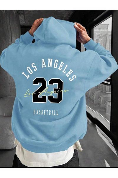 AFROGİYİM Unisex Losangeles 23 Basketball Printed Oversize Hoodie