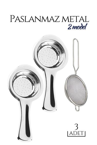 Transformacion Set of 3 Metal Tea Strainer Cabrera Design