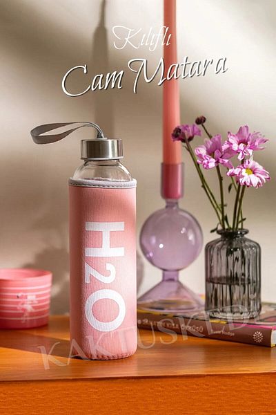 KaktüsKedi X-light Glass Flask with Case Pink 750 Ml