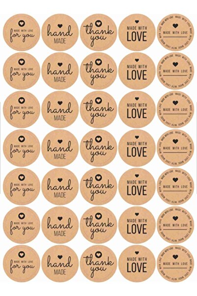 Foldart 70 Adet Thank You-hand Made Etiket, 10 Farklı Tasarım Sticker