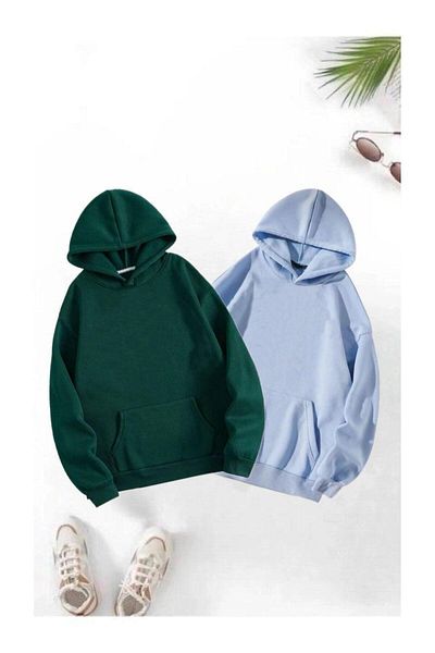 AFROGİYİM Unisex Απλό 2' Απλό φούτερ με κουκούλα χωρίς εκτύπωση