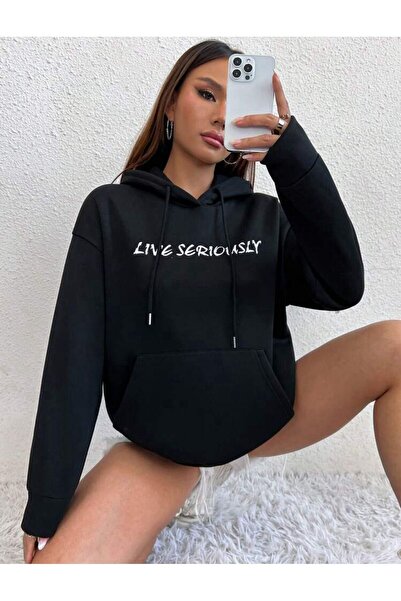 AFROGİYİM Unisex Μπροστά Πίσω Δείτε Good All In Printed Oversize Hoodie