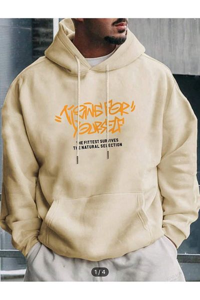 AFROGİYİM Unisex The Fittest Survivives Selection Printed Oversize Hoodie