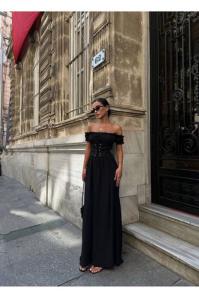 Bak'ap Rochie helenistică lungă cu detaliu corset