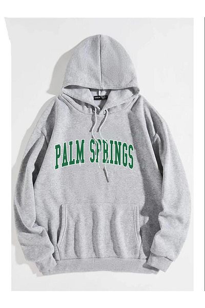 AFROGİYİM Φούτερ με κουκούλα Unisex Oversize Green Palm Springs