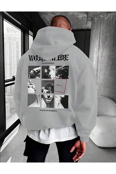 AFROGİYİM Unisex Place Of Interets Printed Oversize Hoodie