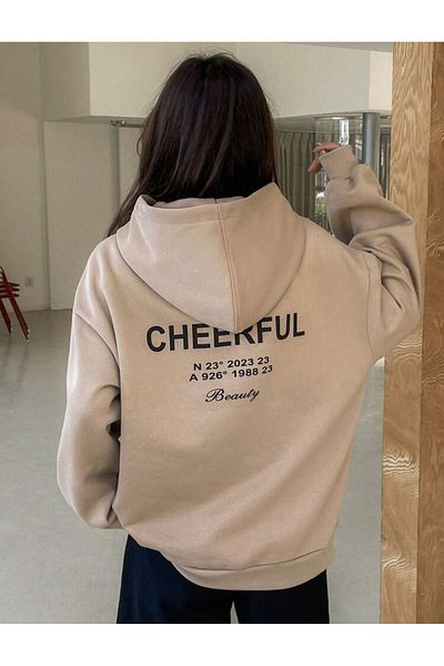 AFROGİYİM Unisex Change Cheerful Printed Oversize Hoodie