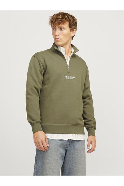 Jack & Jones Sweatshirt Text Sweatshirt Mit Halbem Reißverschluss