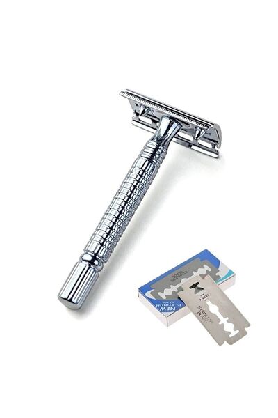 KaktüsKedi Rimei Paslanmaz Çelik Geleneksel Tıraş Aleti Manuel Tıraş Makinesi 10 Yaprak Jilet