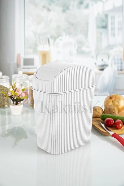 KaktüsKedi سلة المهملات البيضاء الصغيرة - سطح المكتب، المطبخ، المرحاض، سطح ال...