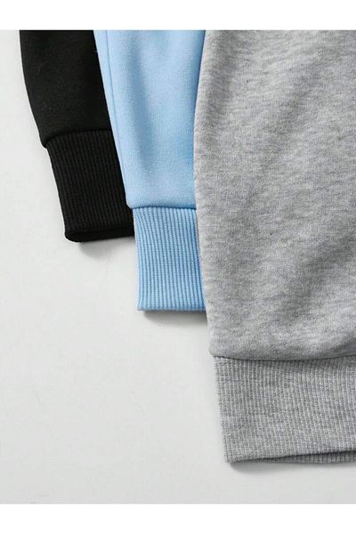 AFROGİYİM Unisex Απλό 3' Απλό φούτερ με κουκούλα χωρίς εκτύπωση