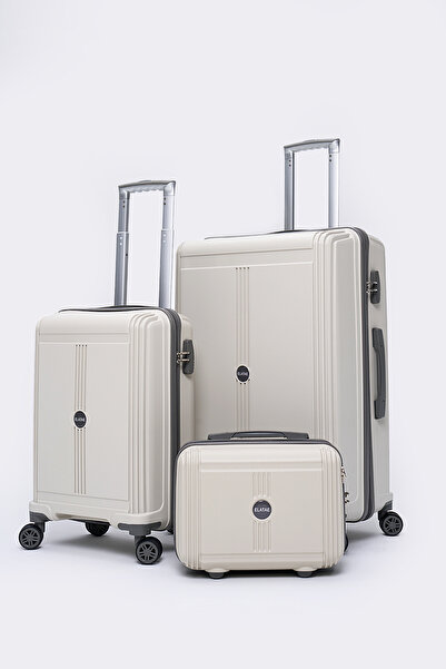 ELATAE Premium Poliropilen Kırılmaz 3'lü Valiz Seti Büyük - Kabin Boy ve Maky...