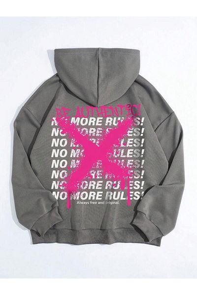 AFROGİYİM Unisex No More No Rules Printed Oversize Hoodie