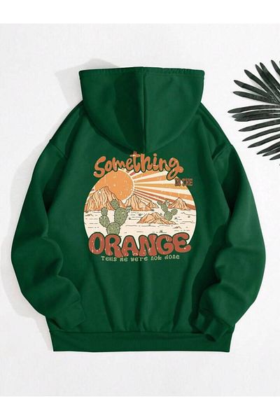 AFROGİYİM Unisex-Kapuzenpullover mit Aufdruck „Something Orange“ in Übergröße