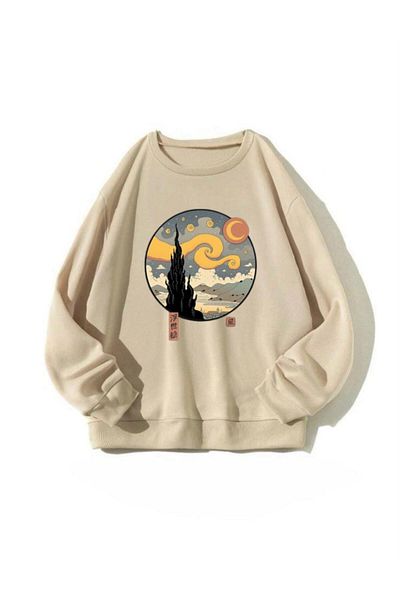 AFROGİYİM Φούτερ Unisex Oversize Starry Night με στάμπα