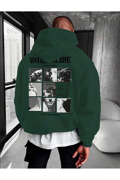 AFROGİYİM Unisex Place Of Interets Printed Oversize Hoodie