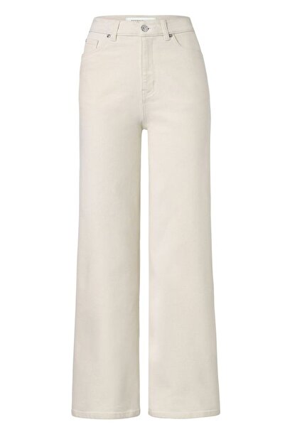 Tchibo Women Wide Leg Mid Rise Plain Jeans, White