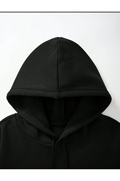 AFROGİYİM Unisex Affix εμπρός και πίσω με στάμπα Oversize Hoodie