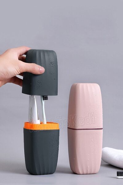 KaktüsKedi 2'li Set Aksesuar Taşıma Kutusu Gözlük Diş Fırçası Diş Macunu Sakl...