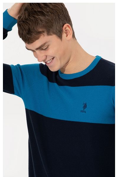 U.S. Polo Assn. Us Polo.Assn. Тъмносин пуловер на райе
