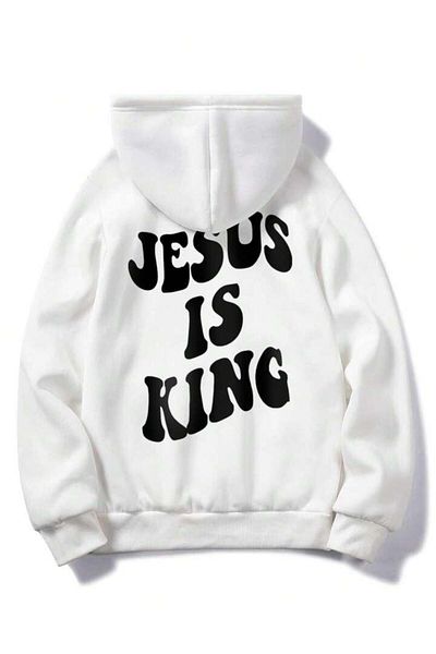 AFROGİYİM Φούτερ με κουκούλα Unisex Jesus King Back Printed Oversize