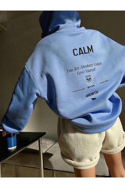 AFROGİYİM Hanorac cu glugă oversize imprimat You Are Love Yourself pentru damă
