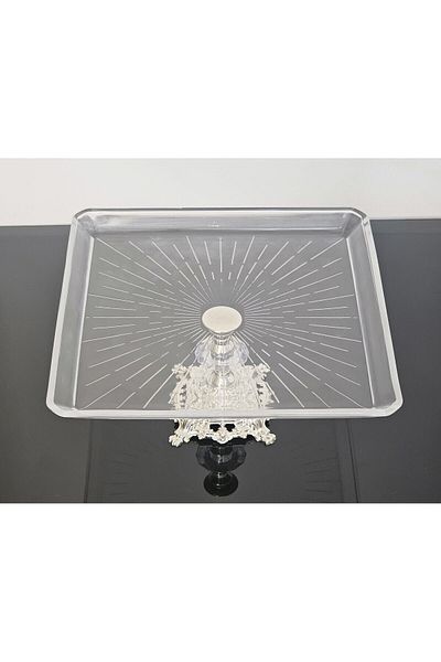 atabey home Square Serving Plate - Silver Foot with Cast Foot