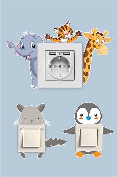ENGINPRINT Kids Room Wall Socket Switch Sticker Set