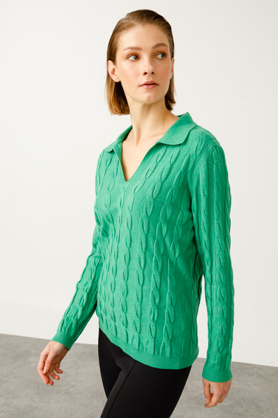 ON Pulover tricotat cu model tricot cu gât polo