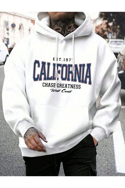 AFROGİYİM Unisex California Chase 1977 Printed Oversize Hoodie