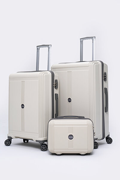 ELATAE Premium Poliropilen Kırılmaz 3'lü Valiz Seti Büyük - Orta Boy ve Makya...