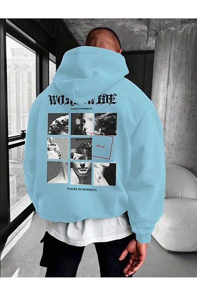 AFROGİYİM Unisex Place Of Interets Printed Oversize Hoodie