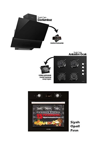 Luxell Opall Siyah Ankastre Set