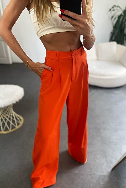 PARQUR Передня складка, детальні кишені, подвійна тканина, брюки-палаццо