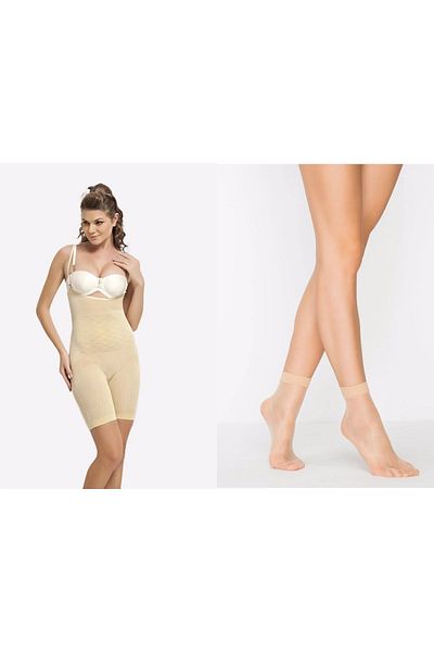 Momslab 1 Size Slimming Provides Women's Body Corset with Socks Gift - Full Body Tight Holder