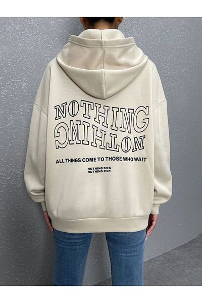 AFROGİYİM Unisex Nothing All Things Back Printed Oversize Hoodie