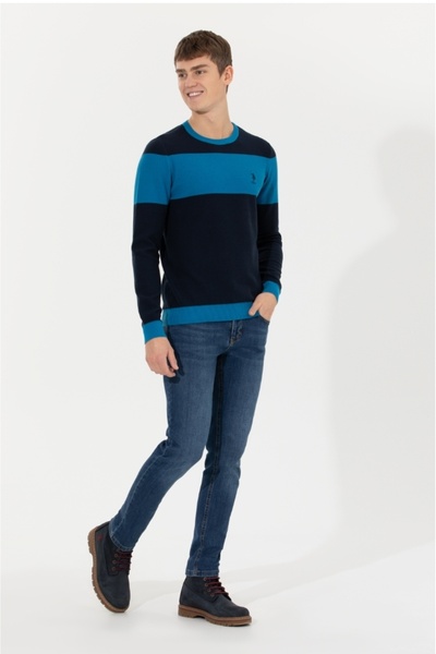 U.S. Polo Assn. US Polo.Assn. Lacivert  Çizgili Kazak