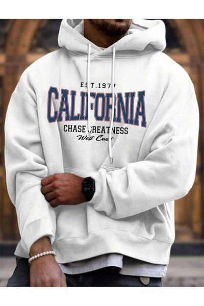 AFROGİYİM Unisex California Chase 1977 Printed Oversize Hoodie