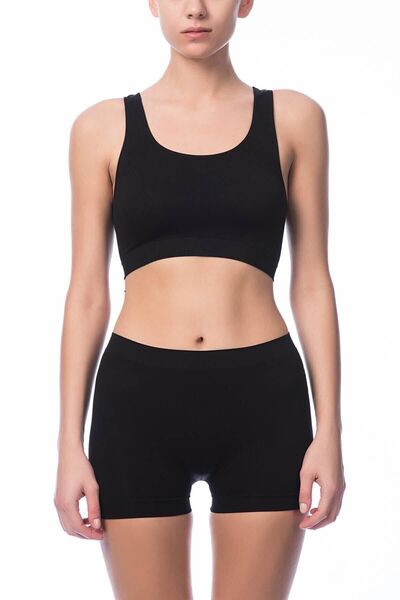 jilly jo شورت نسائي أسود من نوع Taktel - مسامي، بدون خياطة