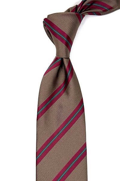 Kravatkolik Brown Striped Tie with Handkerchief - Kk12821