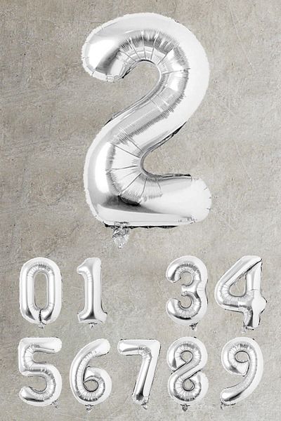 PEKSHOP Silver Number Foil Balloon Large Size Silver Number Balloons 100cm 40inch