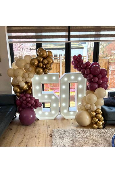 eğlencemarketi Chrome Gold Wild Strawberry and Milk Coffee Balloon Chain 100 Pieces